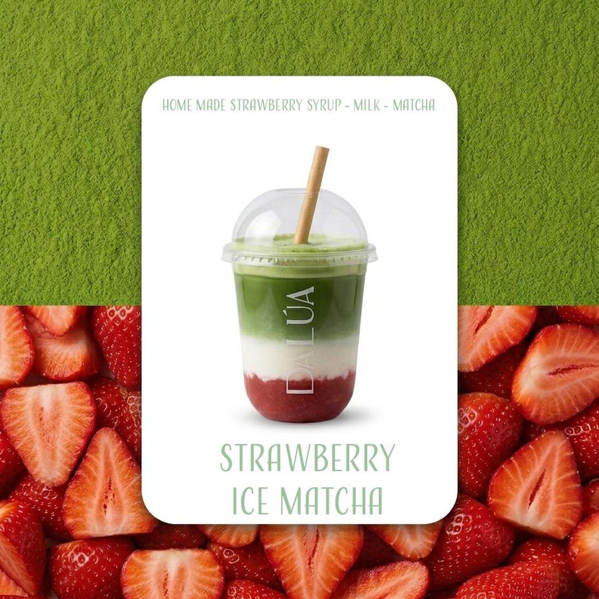 Strawberry Ice Matcha, con sirope de fresa casero
